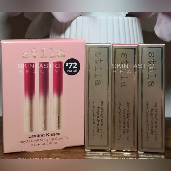 Stila Lasting Kisses Stay All Day Matte Lip Color Trio ($72 Value) Full Size NIB - Picture 3 of 4